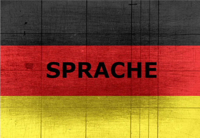 deutsche sprache über introvertierte flagge deutschland